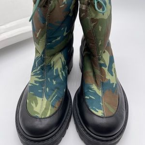 Schutz Combat Camouflaged Boot Women Size 6.5B Slip In NIB